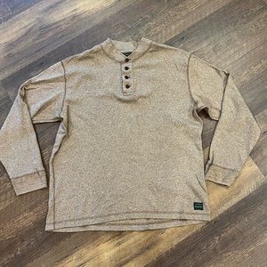 Filson lightweight knit pullover sweater Mens Size Large medium brown Henley